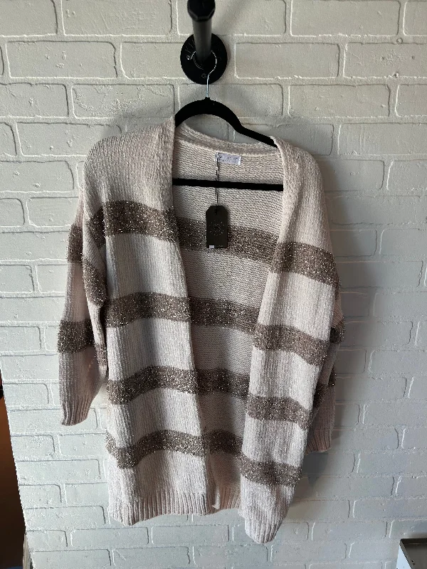 Sweater Cardigan By Cmc In Cream & Tan, Size: M