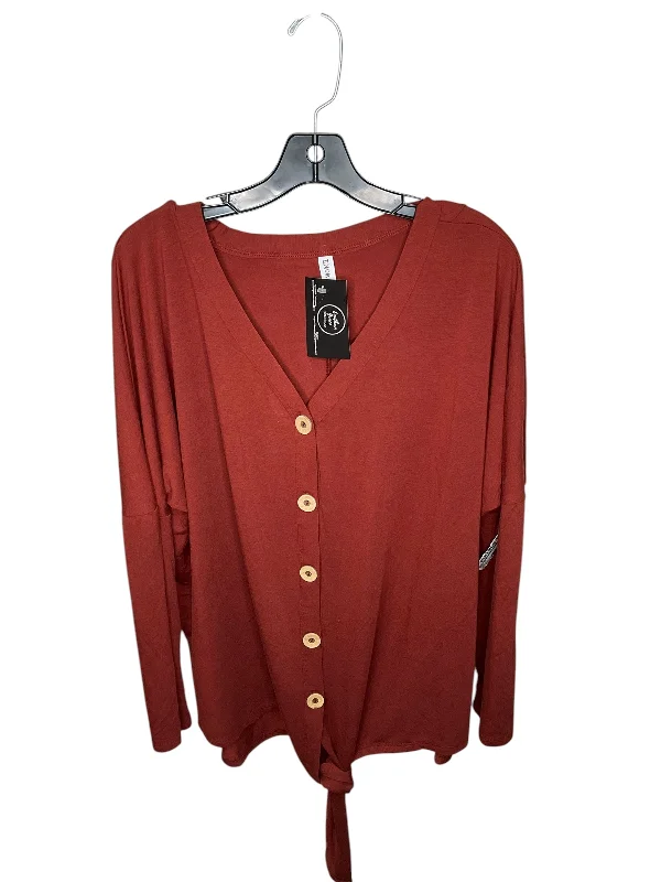 Top Long Sleeve By Zenana Outfitters In Brown, Size: Xl