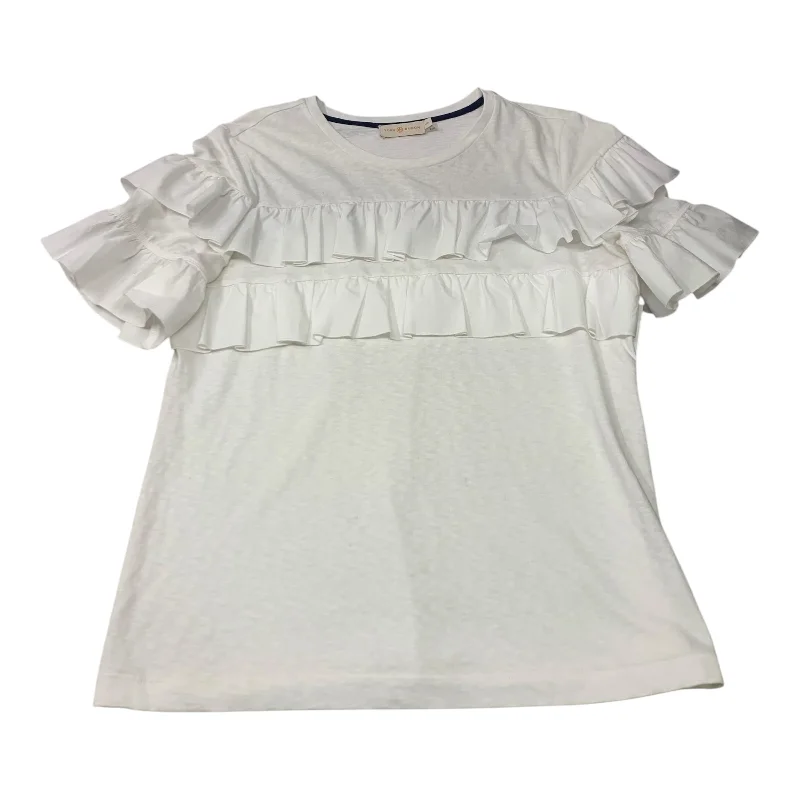 Top Short Sleeve Designer By Tory Burch In White, Size: L