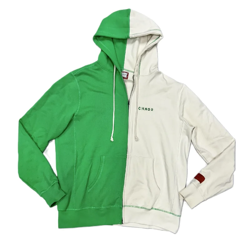 Sweatshirt Hoodie By Chnge In Green & Cream, Size: Xxl