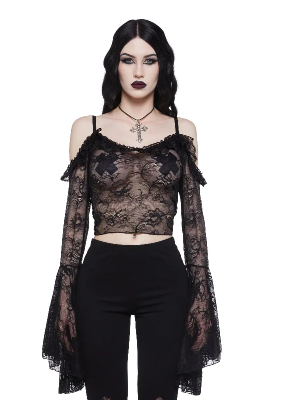 Gothic With Grace Mesh Top - Black