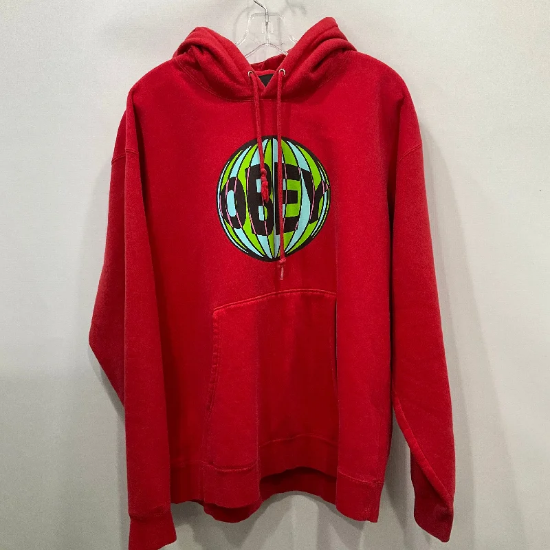 Sweatshirt Hoodie By Obey In Red, Size: Xl