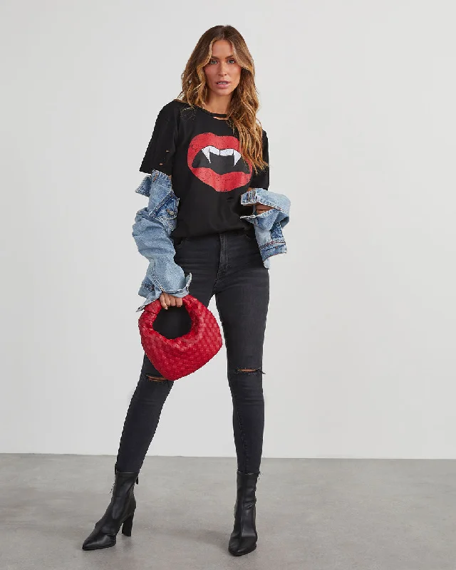 Vampire Lips Distressed Cotton Tee