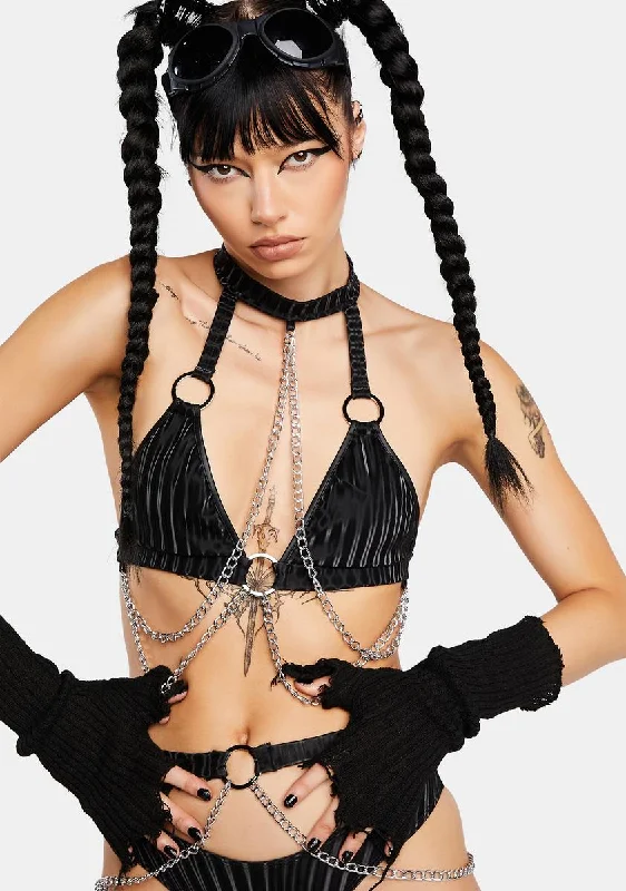 Illusion Stripe Chain Bra Top