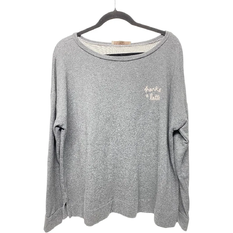 Sweatshirt Crewneck By Loft In Grey & Pink, Size: Xl