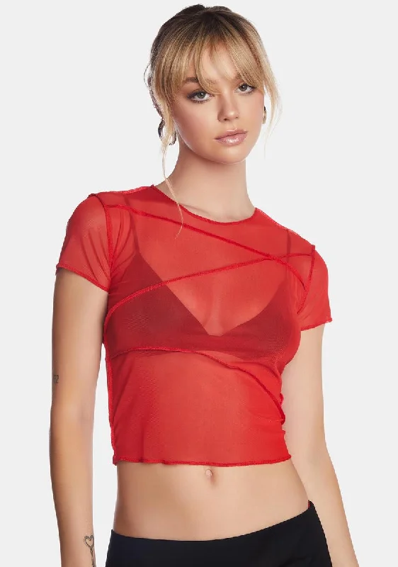 Red Zorave Mesh Top