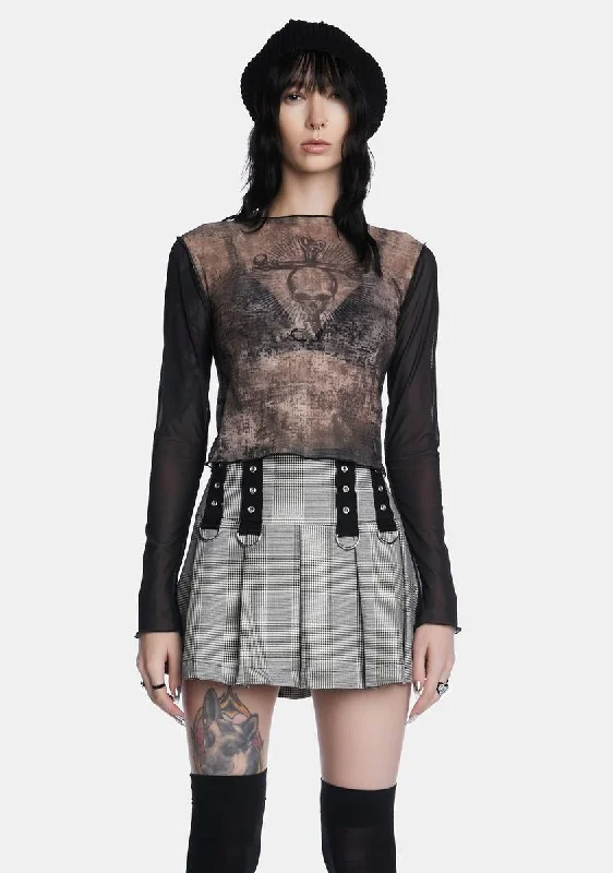 Skull Smash Contrast Mesh Top