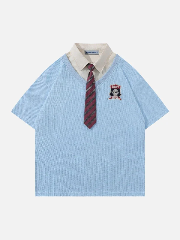 Aelfric Eden College Stripe Tie Polo Tee