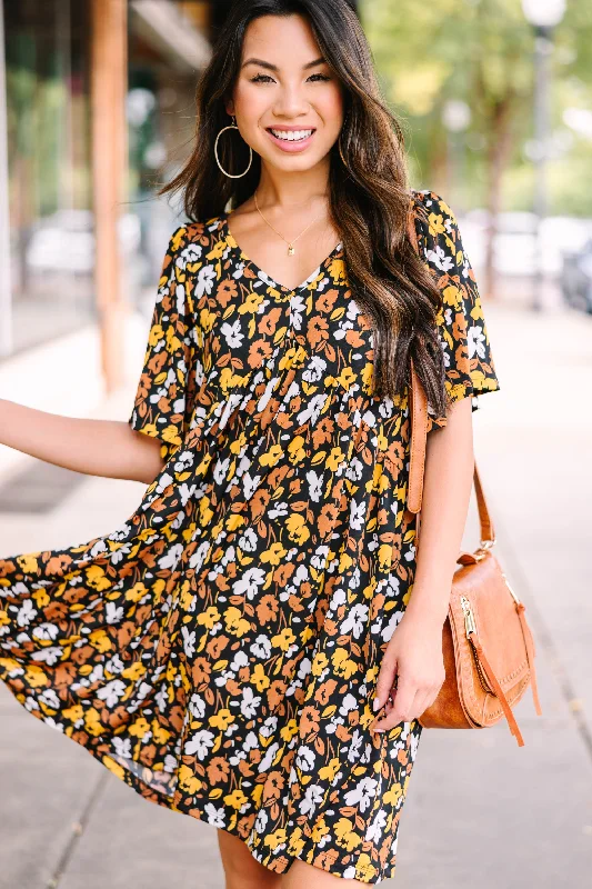 Upgrade Your Closet With Our Women's Clothing Deals All Set Mustard Yellow Floral Babydoll Dress
