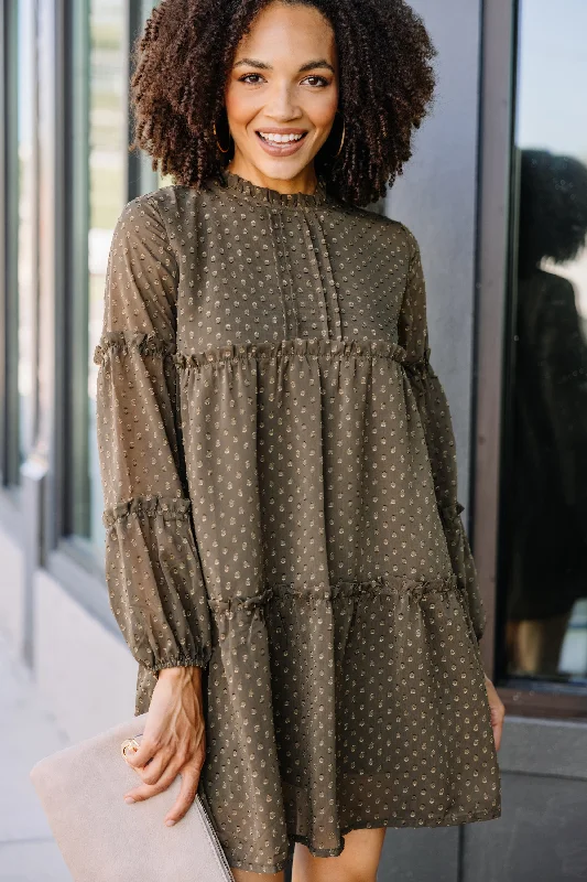 This Weekend's Hottest Deals Are Live Watch And Wait Olive Green Swiss Dot Dress