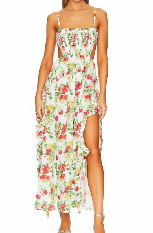 Women's Formal Event Outfit Margo Dress In Yellow Red Blanc Floral