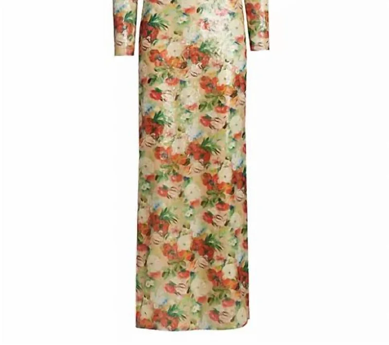 Women's Functional Outfit For Outdoor Activities Fitted Long Sleeves Dress In Floral Multi