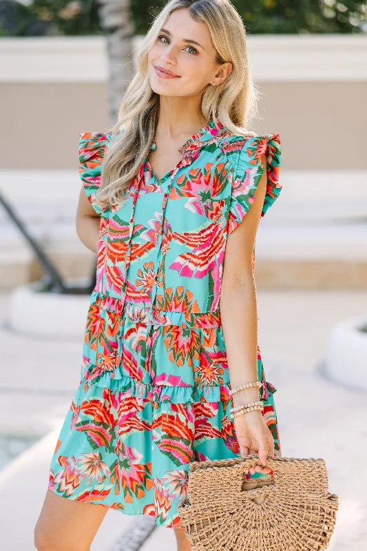 Trendy Clothing, Unbeatable Disco Know You Well Mint Green Floral Babydoll Dress