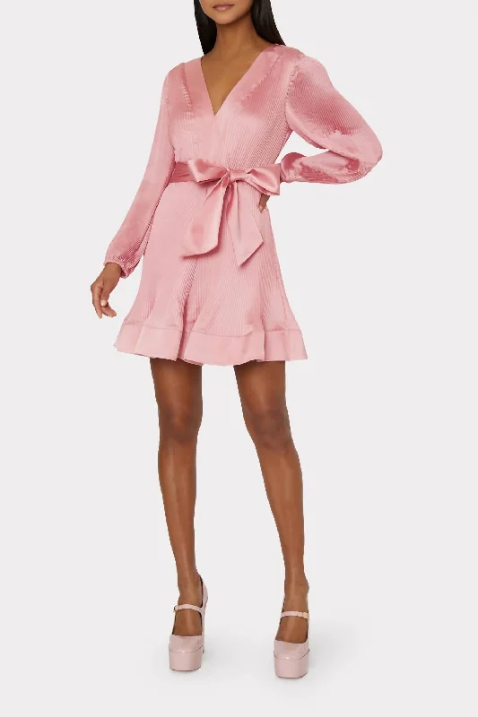 New Arrival Discounts Liv Satin Pleated Dress In Rose Gold