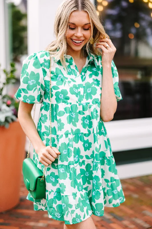 Flash Sale – Stunning Outfits At Exclusive Prices Look Where You Are Kelly Green Floral Babydoll Dress