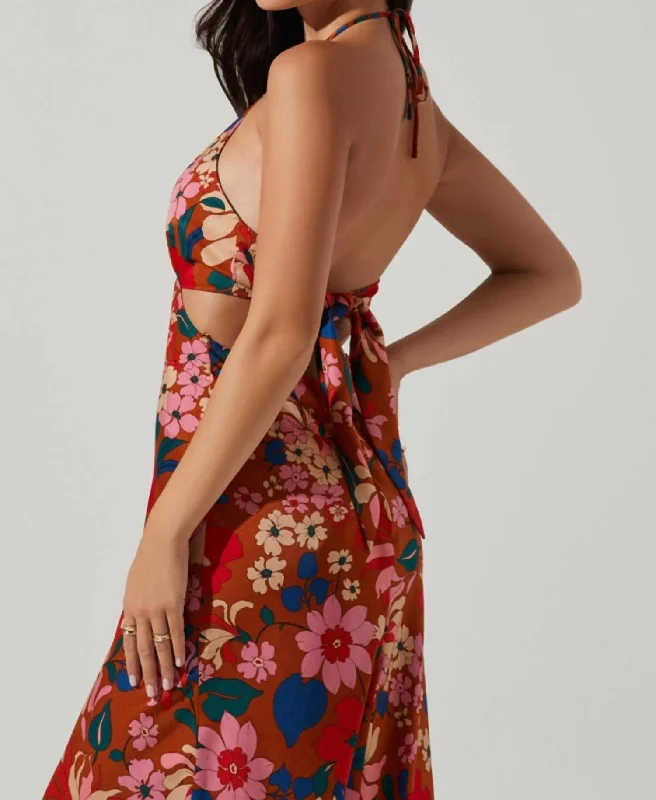 Women's Evening Wear Outfit Talitha Dress In Rust Pink Floral