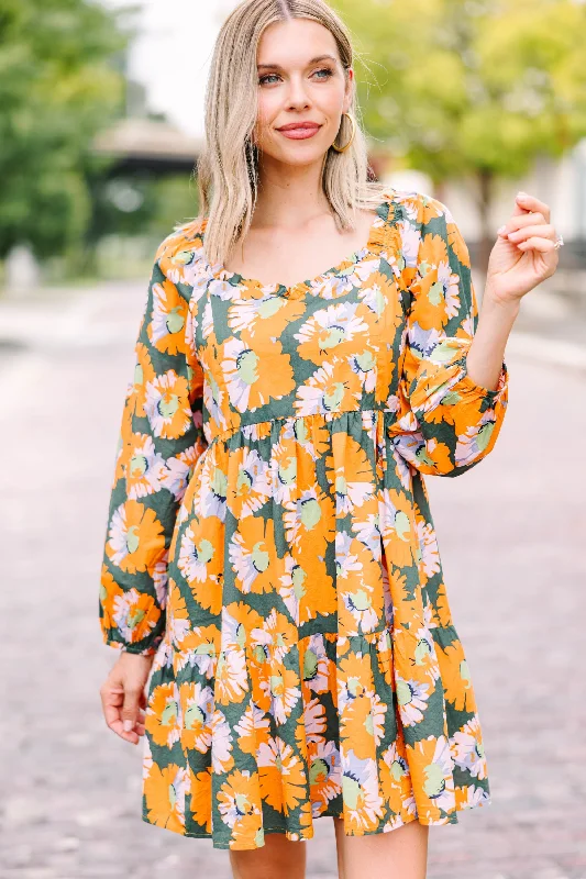 Best Fashion Deals Of The Season – Upgrade Your Style Sweet New Day Hunter Green Floral Babydoll Dress