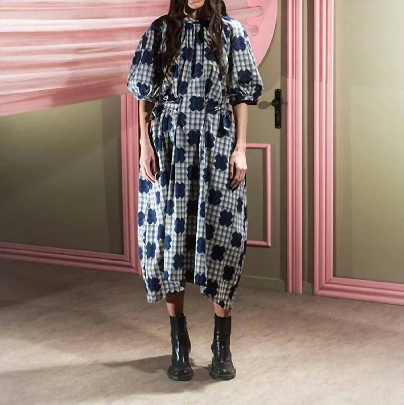 Shop Sales Gambit Dress In Blue White Checks
