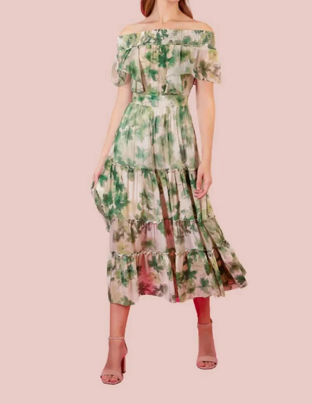 Sleek Design Birmingham Dress In Green Floral