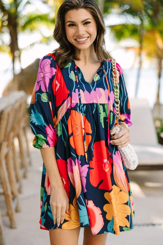 Refresh Your Wardrobe With Our Fashion Deals Through The Years Navy Blue Floral Babydoll Dress