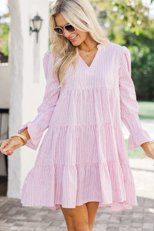 Exclusive Wardrobe Deals – Style Up For Less In Your Happy Place Striped Pink Striped Dress