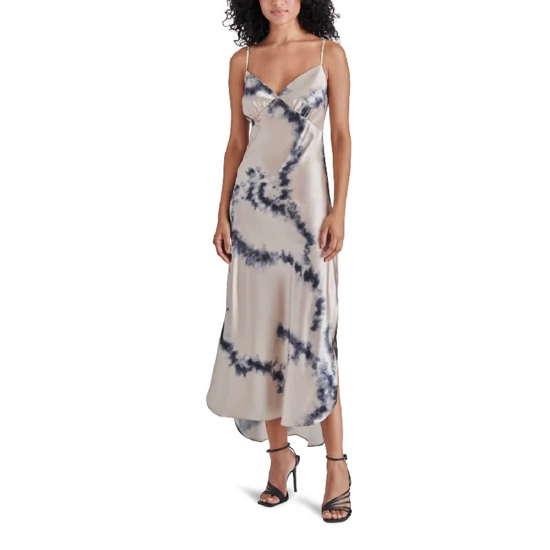Must-Have Women's Fashion At The Lowest Prices Lorenza Shibori Print Satin Maxi Slipdress In Grey
