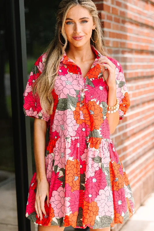 Shop Stylish Fashion At Unbeatable Prices Now Back To Good Coral Orange Floral Bubble Dress
