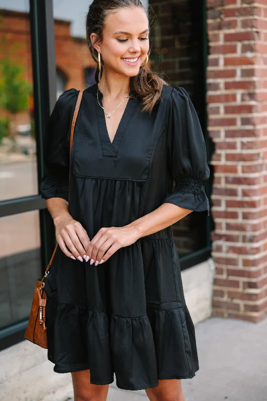 Style Steals You Don't Want To Miss Pep In Your Step Black Tiered Babydoll Dress