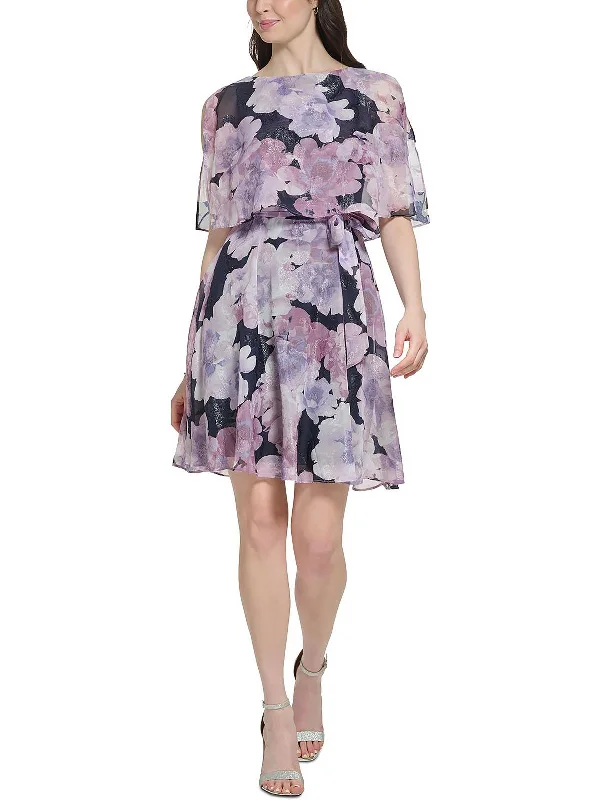 Exclusive Discount Womens Floral Print Short Fit & Flare Dress
