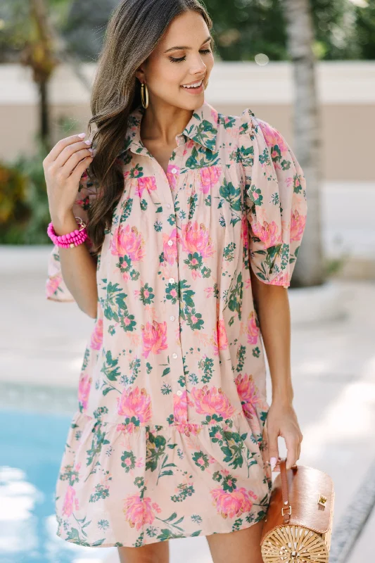Big Savings On Modern And Classic Fashion Looks Sweet Sundays Peach Pink Floral Babydoll Dress