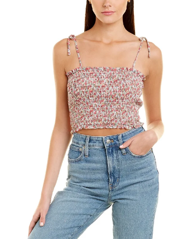 Contemporary Fashion Sale Dress Forum Floral Tie Shoulder Smocked Top
