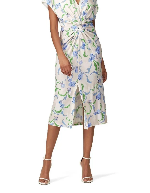 Women's Evening Apparel Brushstroke Floral Twist Dress In Multicolored