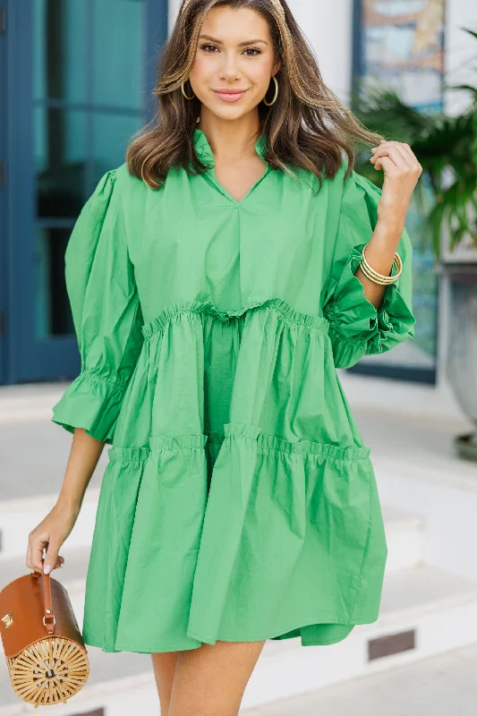 Timeless Elegance Redefined Based On Love Green Babydoll Dress