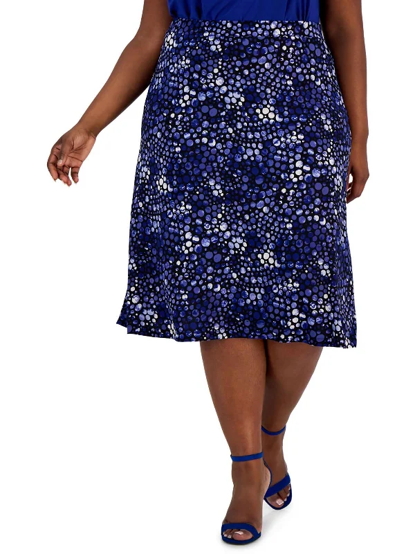 Plus Womens Midi Printed Midi Skirt