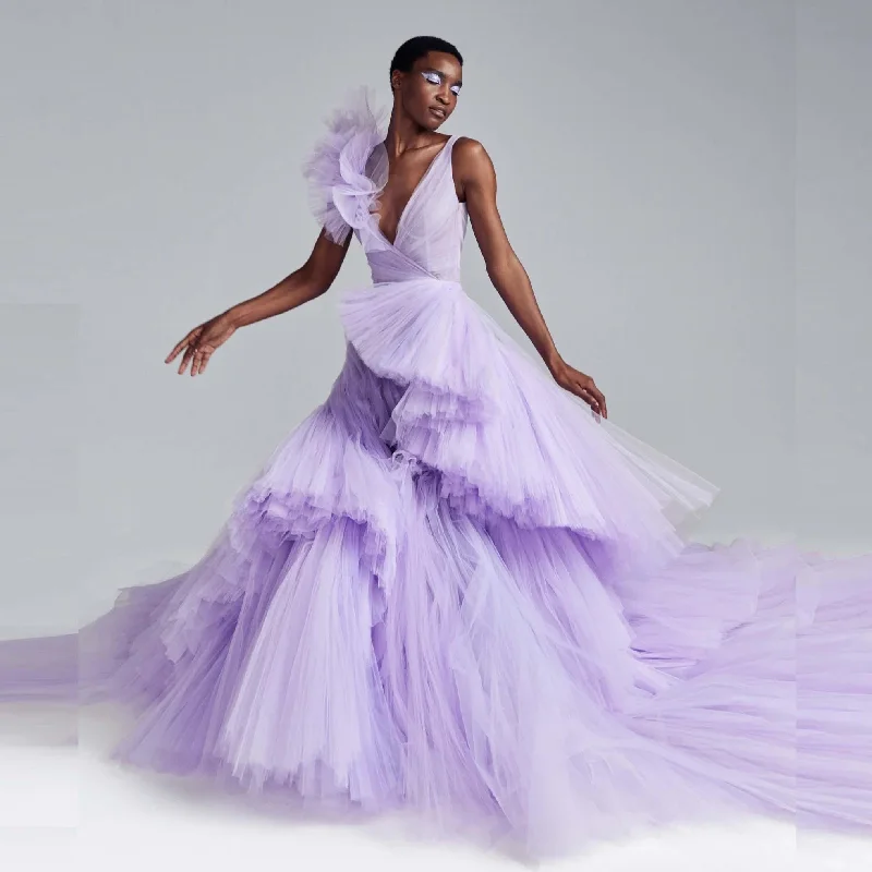 Lavender Tulle Ball Gown - Puffy & Ruched