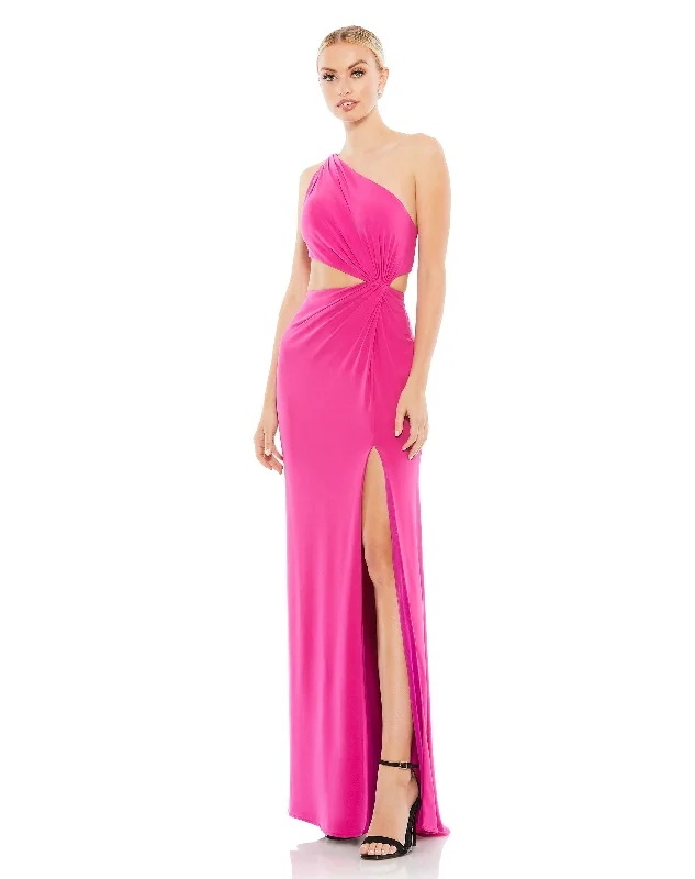 One Shoulder Ruched Cut Out Jersey Gown