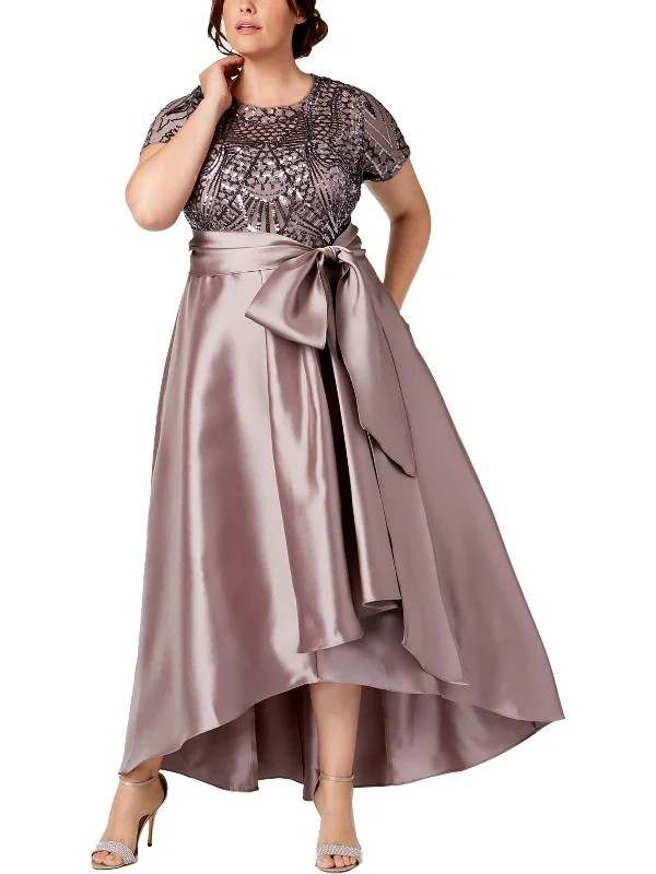 Plus Womens Sequined Mesh Formal Dress