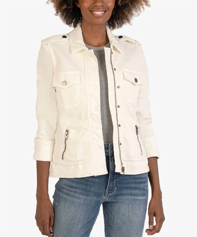 Amanda Utility Denim Jacket In Ecru