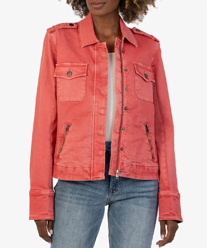 Amanda Utility Denim Jacket In Strawberry