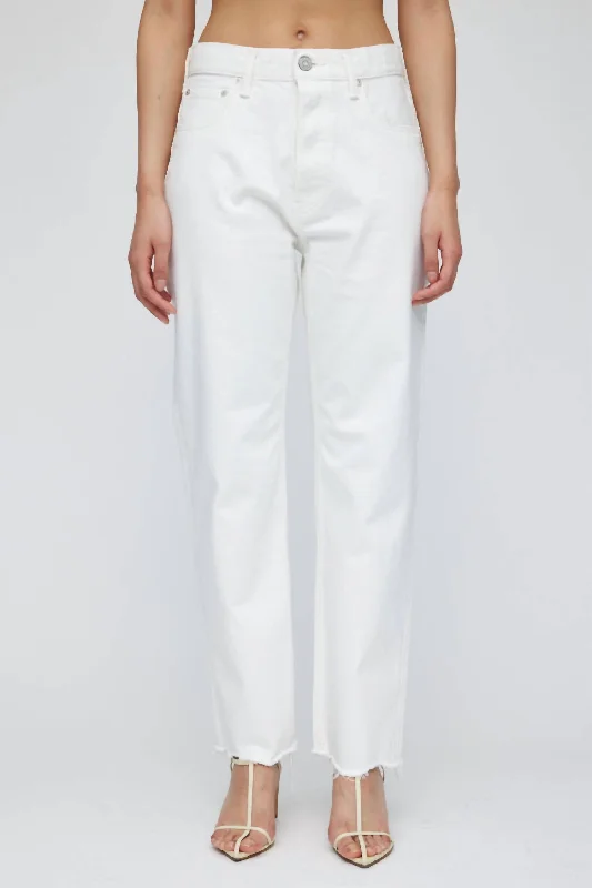 Aurora Wide Straight-Cropped Jeans In White