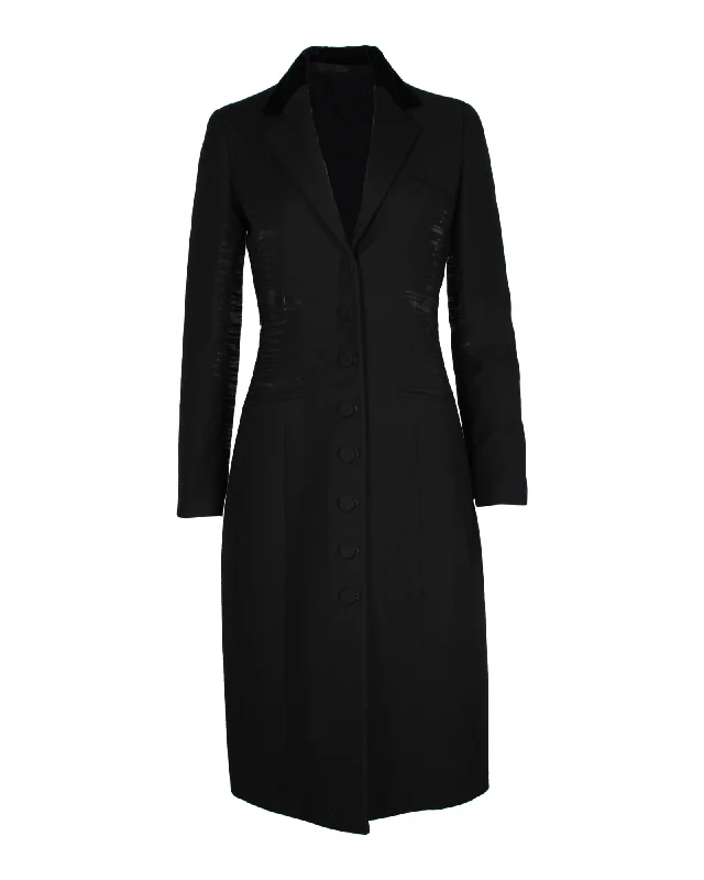 Bottega Veneta Side Stripe Coat in Black Lana Vergine