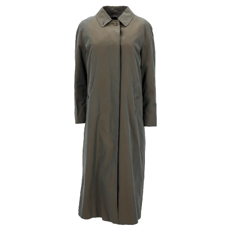 Burberry Vintage Single-Breasted Trench Coat in Green Wool