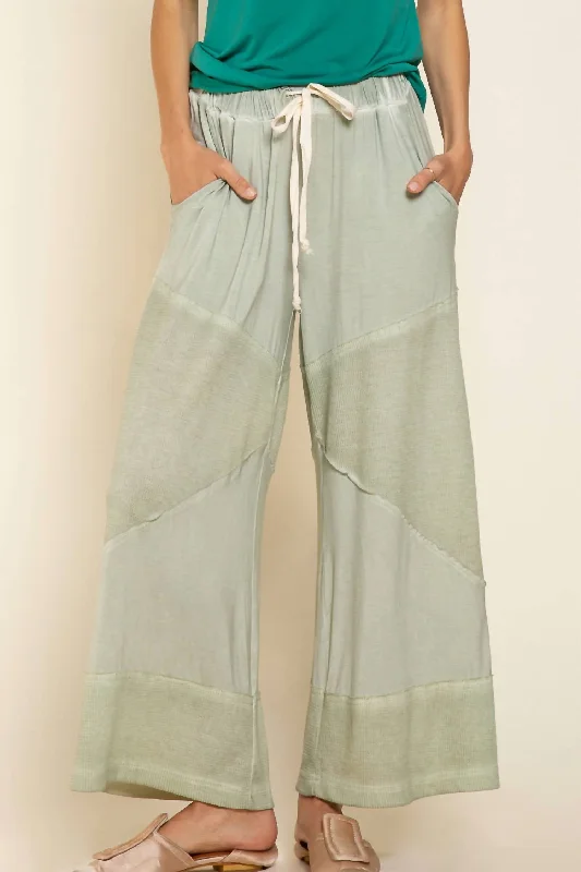 Contrast Knit Culottes In Desert Sage