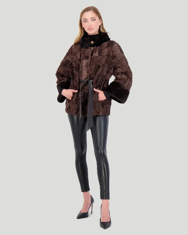 Lamb Jacket with Mink Collar