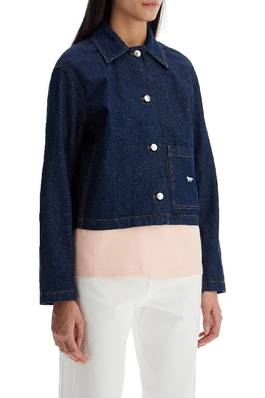 Maison Kitsune Cropped Denim Jacket For Women