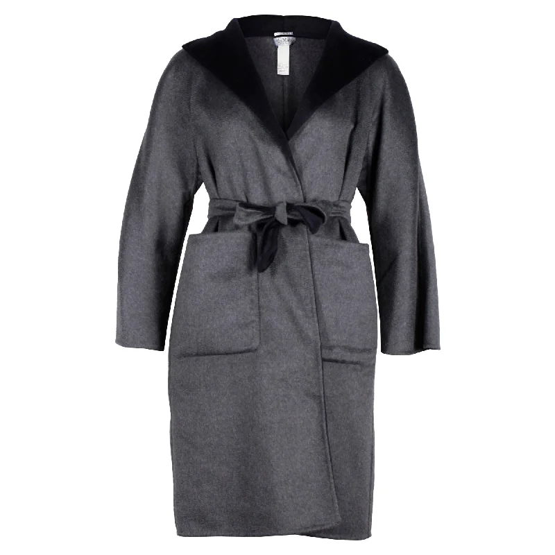 Max Mara Reversible Lilia Coat in Grey and Black Cashmere