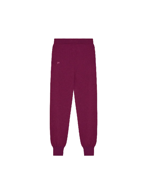 Mens Recycled Cashmere Track Pants—plum purple