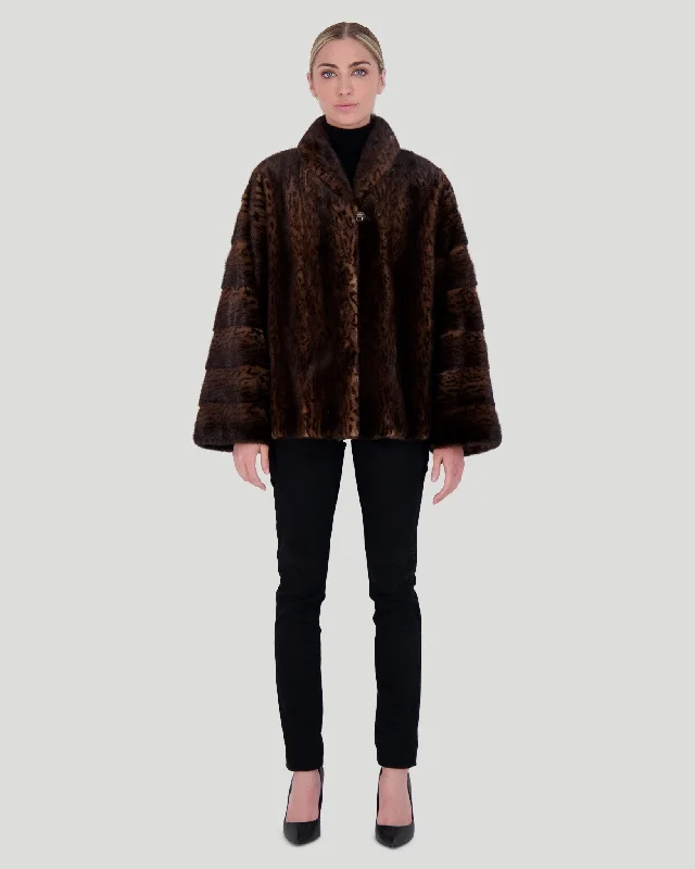 Mink Jacket with Horizontal Sleeves