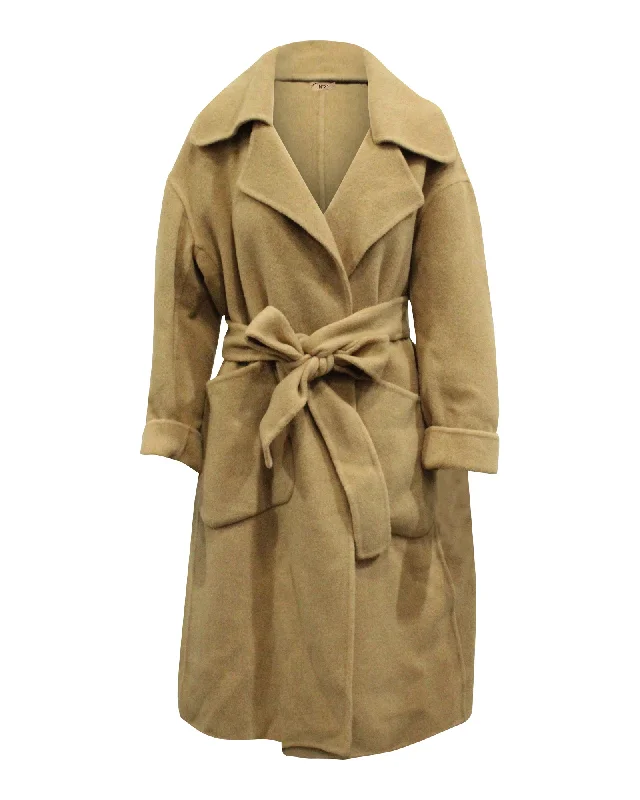 N.21 Belted Trench Coat in Beige Wool