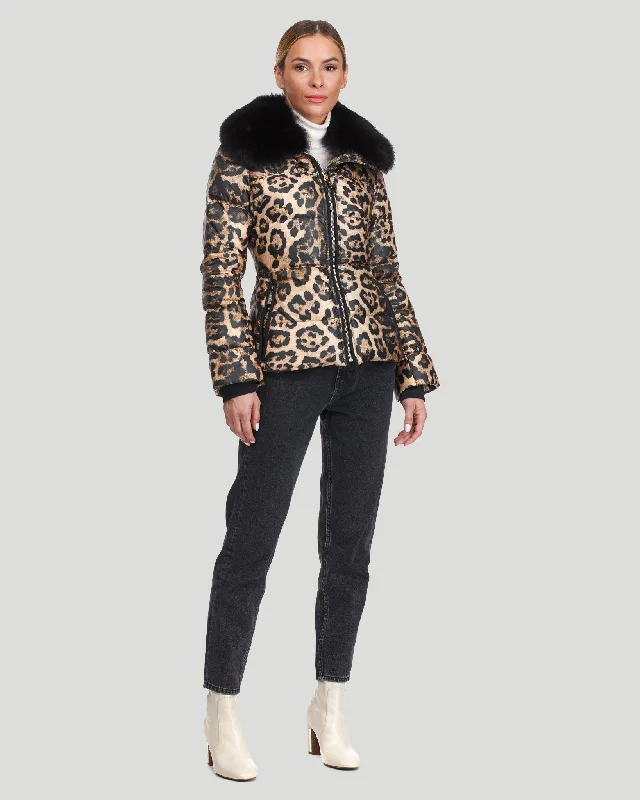 Printed Apres-Ski Jacket with Fox Fur Collar